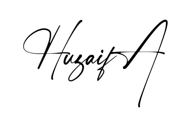 Handwritten-looking Huzaifa signature idea