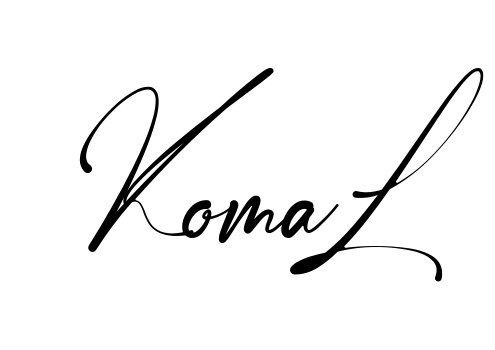 Handwritten-looking Komal signature idea