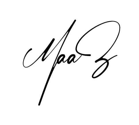Handwritten-looking Maaz signature idea