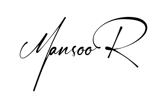 Handwritten-looking Mansoor signature idea