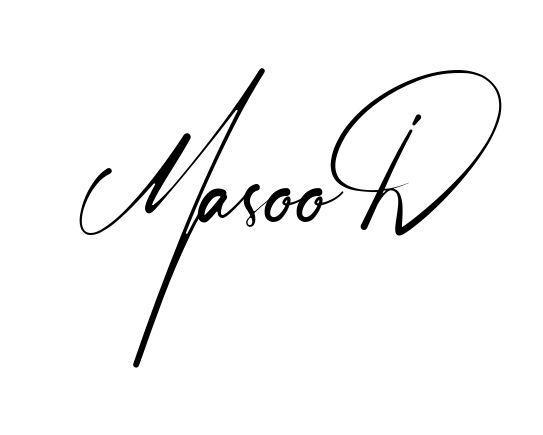 Handwritten-looking Masood signature idea