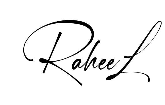 Handwritten-looking Raheel signature idea