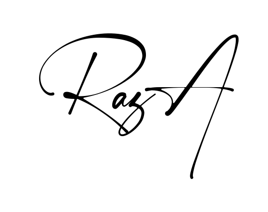 Handwritten-looking Raza signature idea