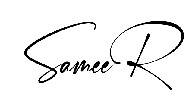 Handwritten-looking Sameer signature idea