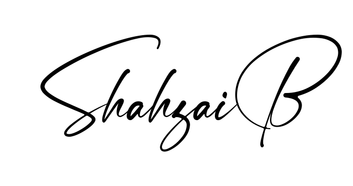 Handwritten-looking Shahzaib signature idea