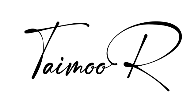 Handwritten-looking Taimoor signature idea