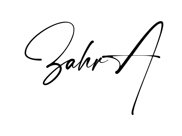 Handwritten-looking Zahra signature idea